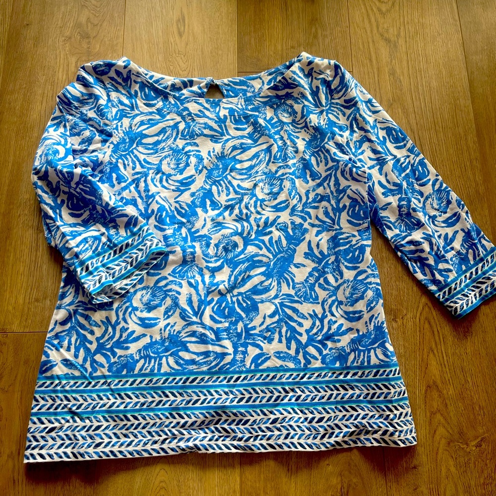 EUC Lilly Pulitzer Lobster print top sz L